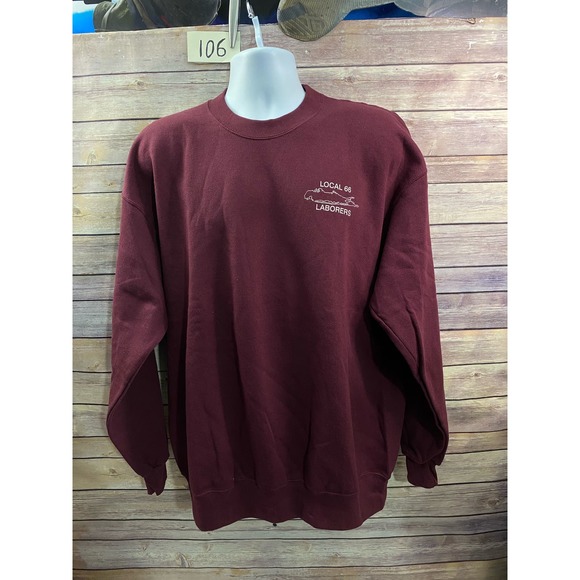 Laborers International Union of Long Island NY Sweatshirt XL Vintage Maroon - Picture 1 of 9